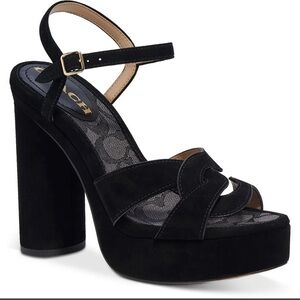 NEW black Coach Talina Suede platform sandals 6.5